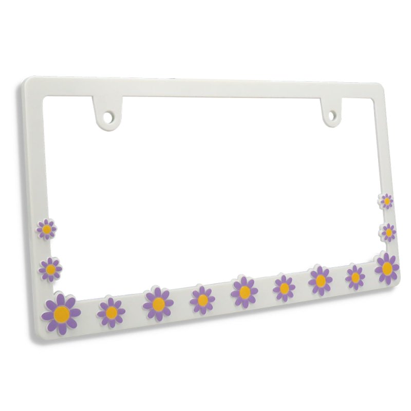 画像2: ライセンスフレーム DAISY ディジー ホワイト パープル ナンバープレート ライセンスフレーム 車用 1枚 (2)